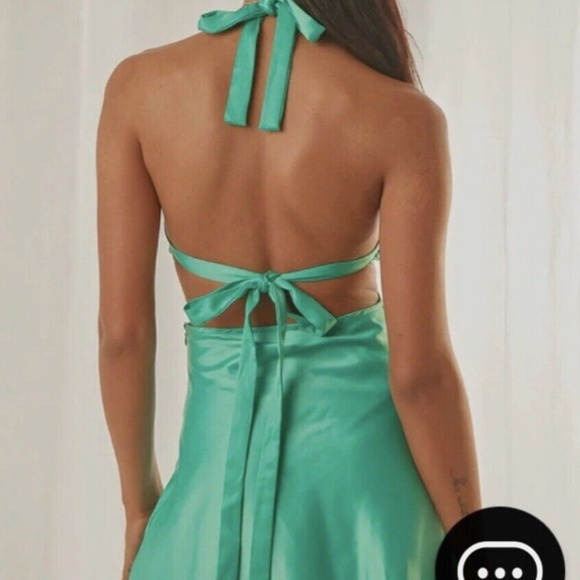 Peppermayo Marseille Cut Out Satin Mini Dress Jade Green - Picture 2 of 2